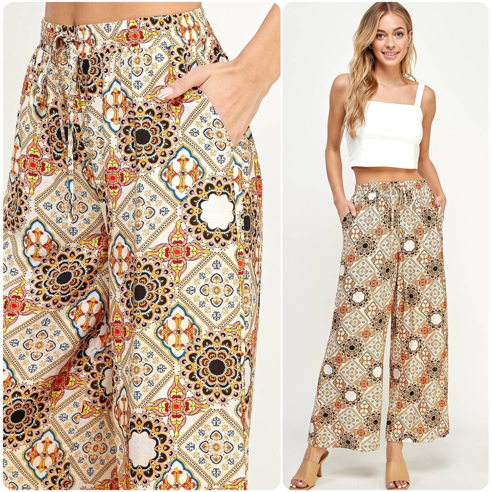 EUC Ellison Merry Go Round Wide Leg Pants
